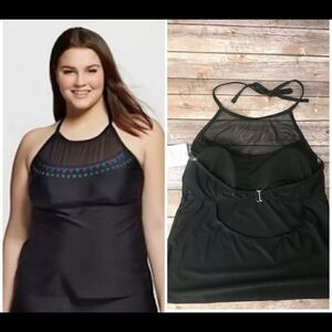 Heart & Harmony tankini top with colorful sequin and mesh at halter